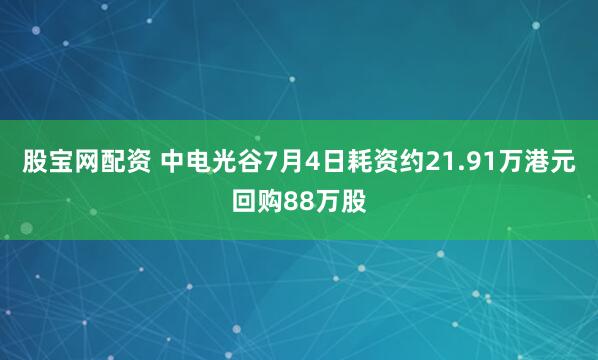 股宝网配资 中电光谷7月4日耗资约21.91万港元回购88万股